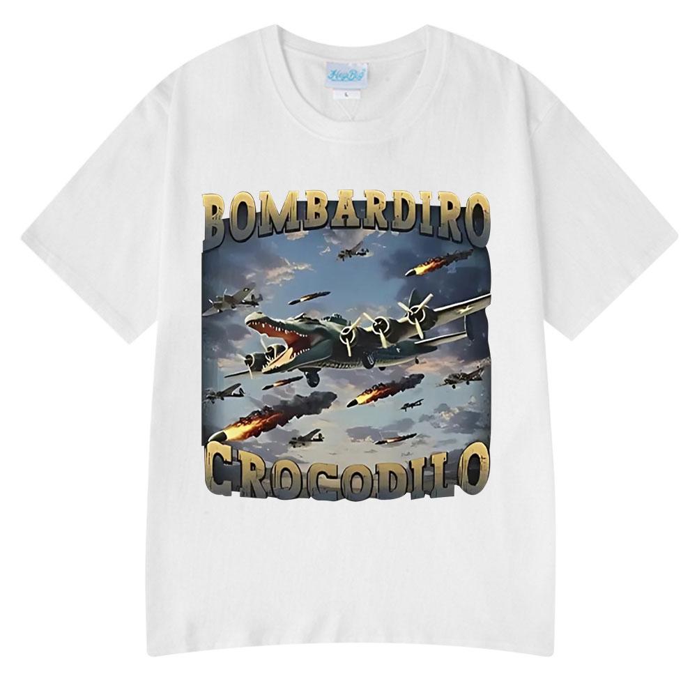 Bombardiro Crocodilo Funny Crocodile Plane Bomber Graphic T-shirt Men Women Casual Cotton Short Sleeve T Shirts Comfort T-shirts