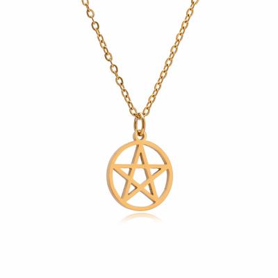 Colar Pentagrama para Mulheres Aço Inoxidável Jóias Geométricas Minimalistas Pingente Gargantilha Colares Para Mujer