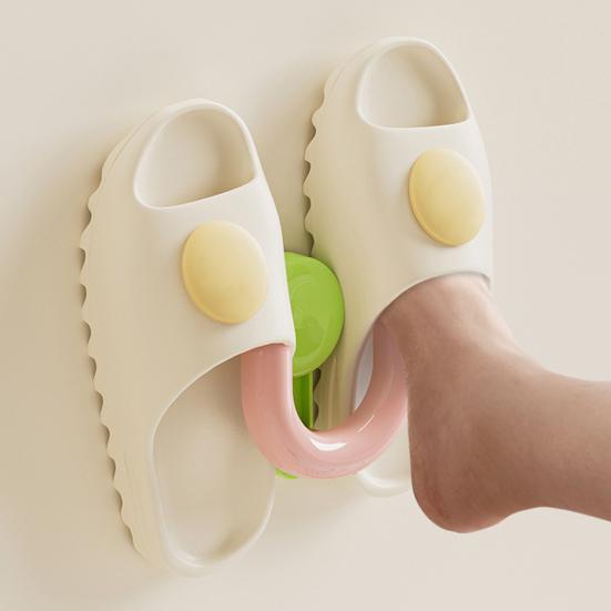 Pantoffelständer mit Saugnapf U-förmiges Design Pantoffelhalter 5 kg Tragfähigkeit Macaron-Farbe Haken für das Badezimmer