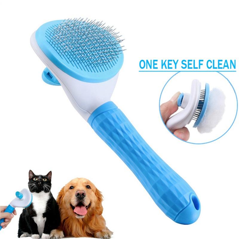 Pet Grooming Brush Comb Dog Self Cleaning Brush Hair Remover for Small Large Dog Cat