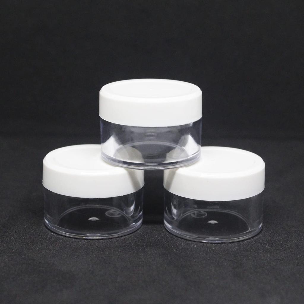 Nsb Herbals 15 g Empty Acrylic San Jar Transparent/Clear Cosmetic Container with While Lid and Leakproof Inner lids for Lip Balms, Lip Scrubs, Body