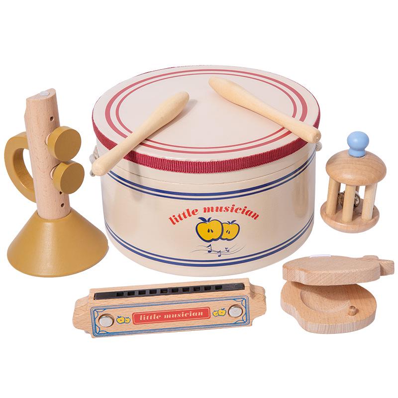 

Infant Musical Instruments Set: Castanets, Rattle, Drum, Harmonica & More for Early Education and Toddler Hand-Eye Coordination