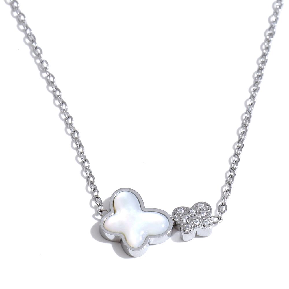

Yhpup Korean Style CNC Zircon Shell Butterfly Pendant Necklace for Women Stainless Steel Delicate Fashion Jewelry Gift