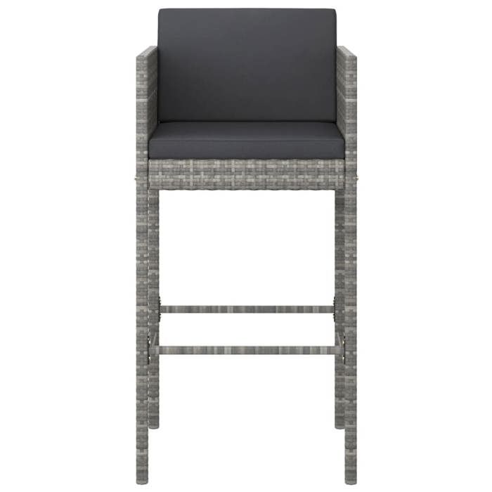 Ensemble bar de jardin - MAISON EXCLUSIVE - 5 pièces - Résine tressée gris - Coussins inclus - Plateau verre trempé