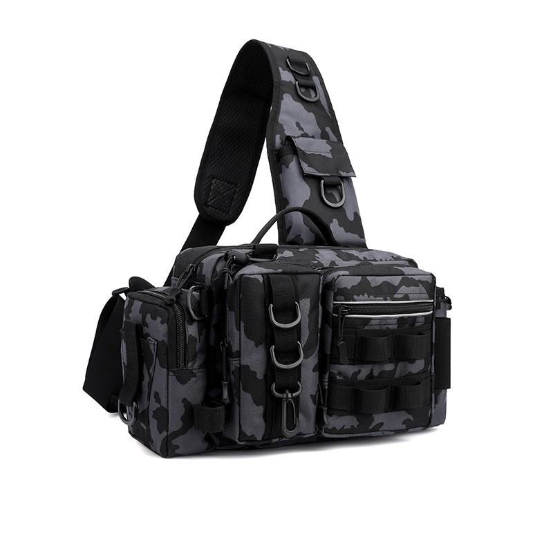 Large Capacity Fishing Tackle Backpack With Wide Strap - Waterproof Oxford Fabric Rod Bait Carrier Sea