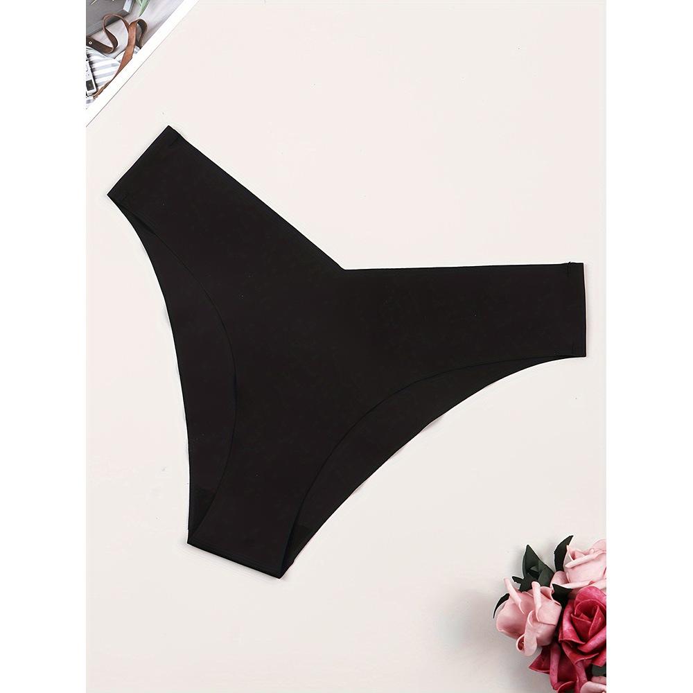 Women's Seamless Ice Silk Quick-Dry Bikini Fitness Triangle Briefs with Logo Print