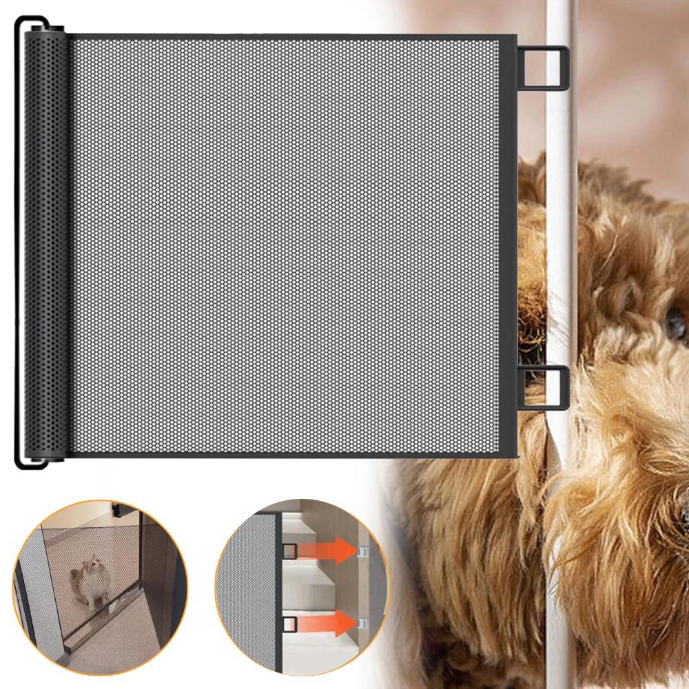 Retractable Pet Gate for Doorways and Stairs, Mesh Gate for Dog, Cat, Indoor & Outdoor Use, Easy Installation