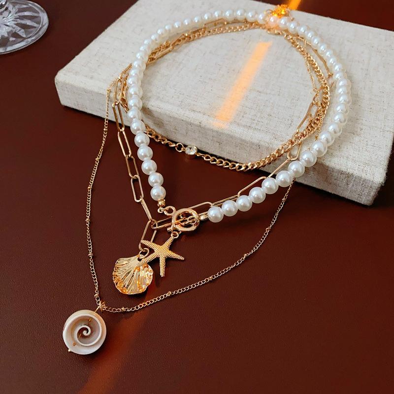 Seaside Vacation Wind Starfish Ocean Series Silver Needle Earrings Summer Personality Temperament Necklace Bracelet Earrings