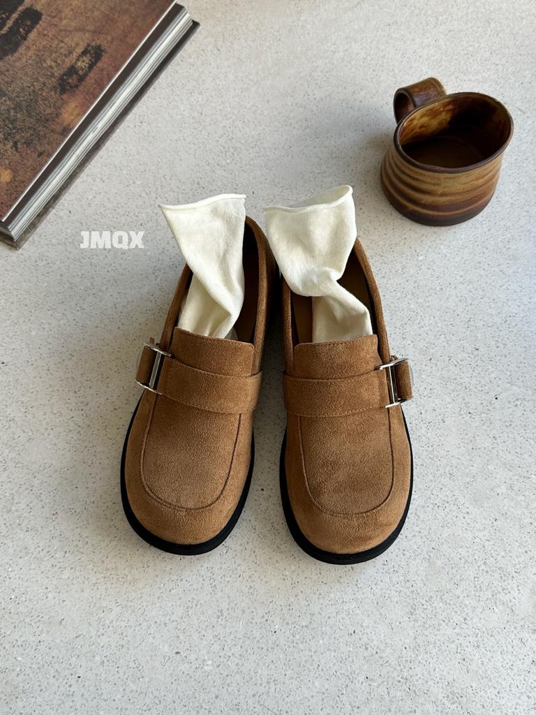 French Single Shoes Women's 2025 New Fashion High Heels Temperament Muffin One Pedal Autumn Heightening Platform Work Shoes