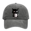 Washed Cat Print Baseball Cap Spring Summer Korean Style Casual Unisex Couple Versatile Hat Sun Hat Casual Duckbill Cap
