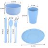 6Pcs Tableware Set Wheat Straw Cutlery Dinnerware Set Unbreakable Tableware Dishes Camping Set Of Dishes Dinnerware