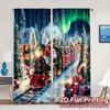 2pcs,Curtains Christmas Train2 (2) Modern Curtains Polyester Easy Install Curtains Holiday for Bedroom, Office, Kitchen, Living