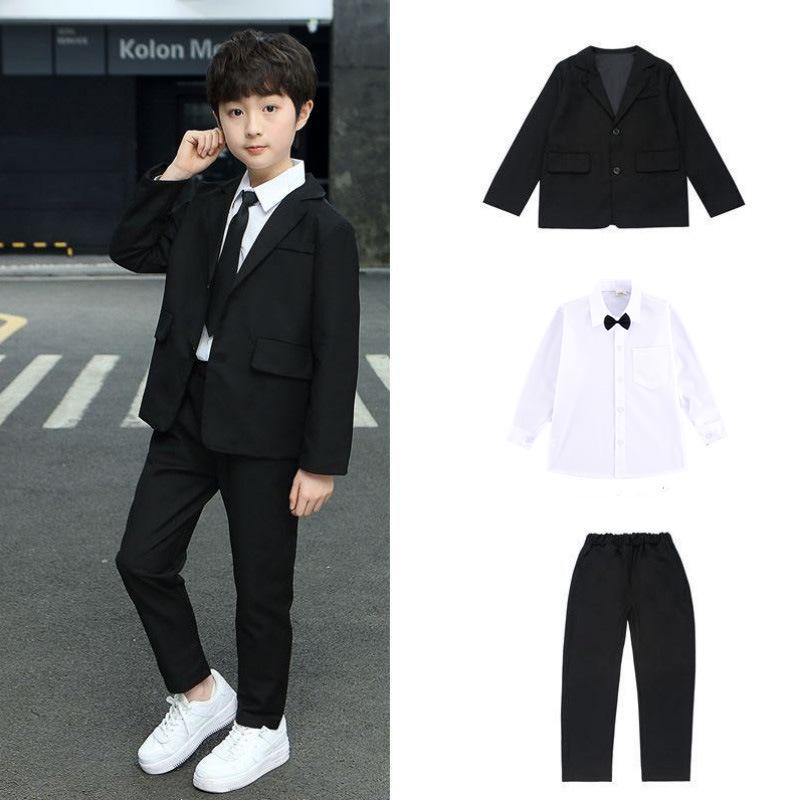 Charming Children's British-Style Three-Piece Suit: Tuxedo Jacket for Boys' Piano Performance