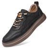 Winter Leather Casual Shoes Sports Shoes Elastic Band Men Shoes Thick Sole Leather Shoes Walking Outdoor Shoes Large Size 36-47