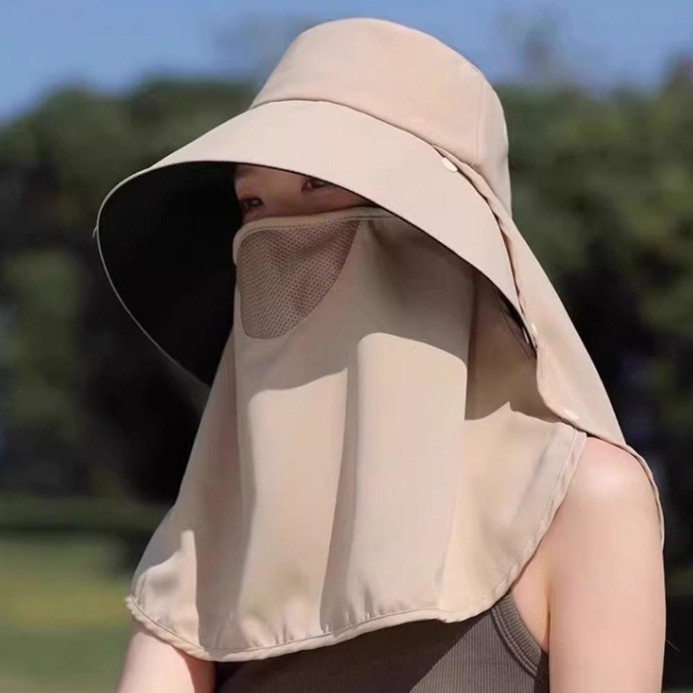 Wide Brim Sunscreen Fisherman Hat Breathable Neck Flap Hat Sunscreen Cap Sunshade Sun Hat  Beach