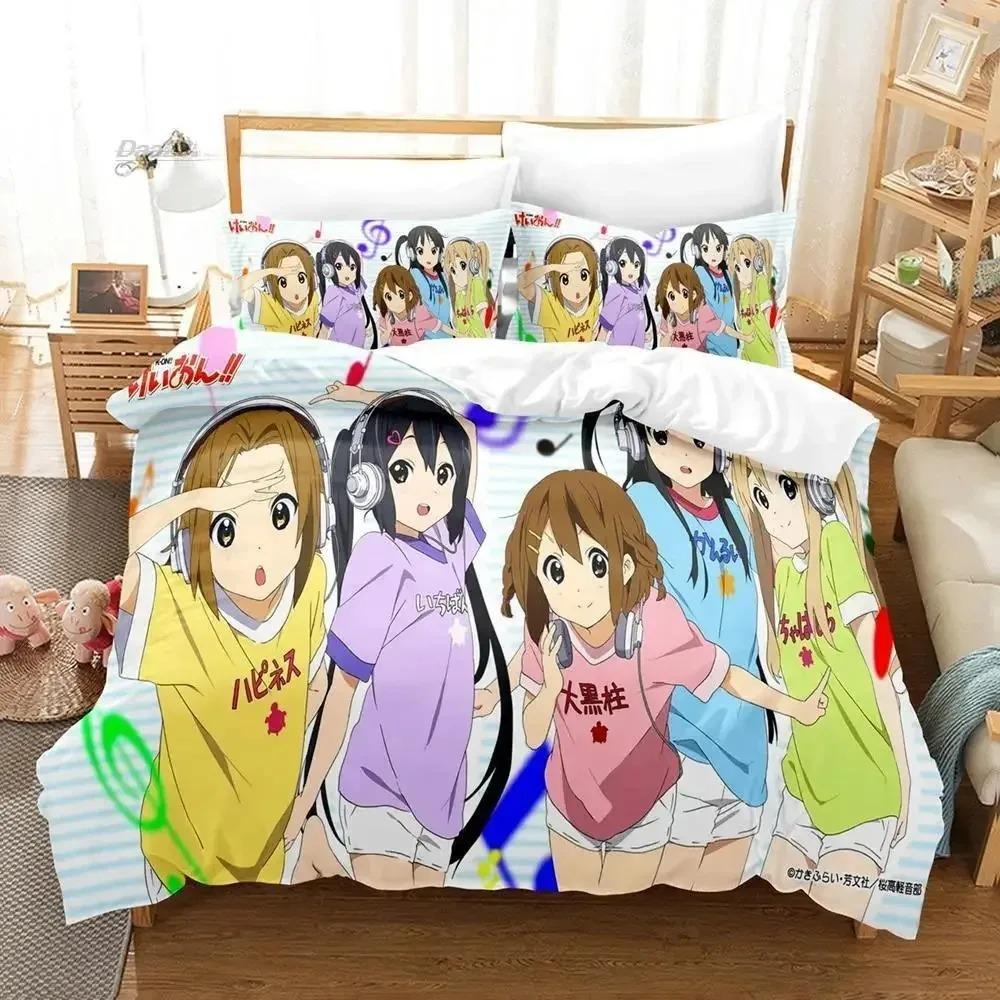 Kawaii K-ON! Bettwäsche-Set Einzelbett Twin Full Queen King Size Bettset Erwachsener Kind Schlafzimmer Bettbezug-Sets 3D-Druck Anime Bettlaken-Set