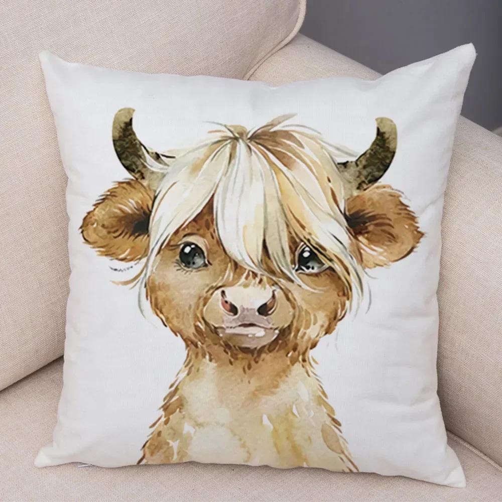 Aquarell niedliche Tier Kissenbezug Sofa Home Decor Zebra Giraffe Nilpferd Affe Löwe Fuchs Kissenbezug Kissenbezug