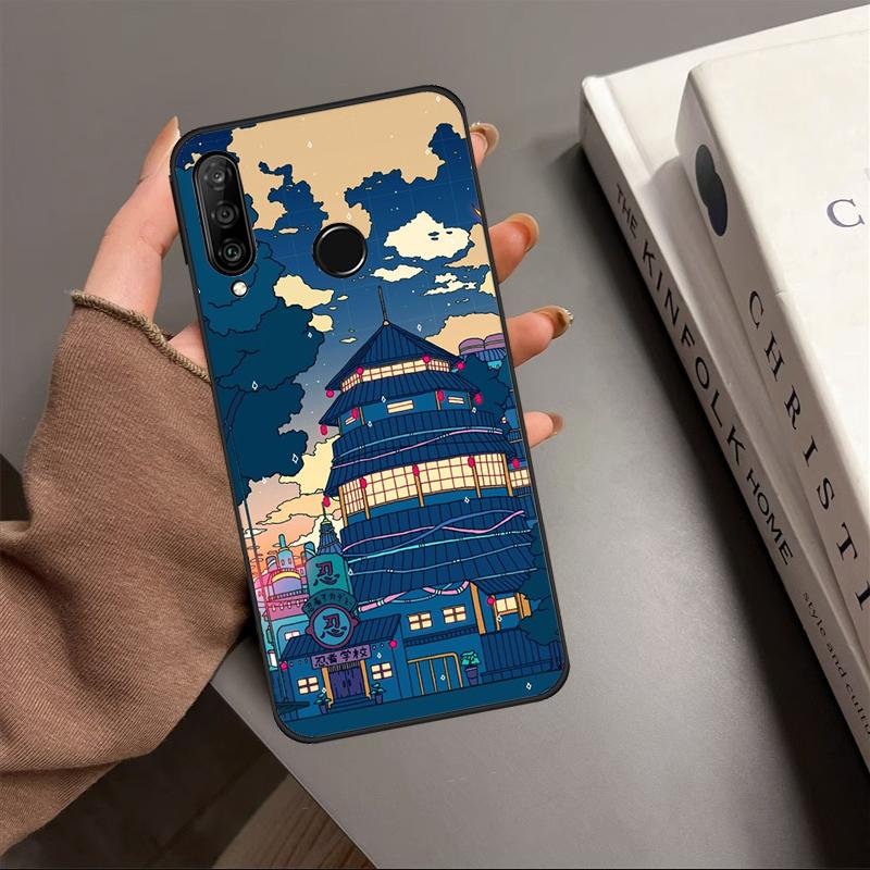 Neon Village Bathhouse Night For Huawei Nova 12s 12i 11i 8i 7i 9 10 SE Y90 Y60 Y70 Y72 Y61 Y91 P30 P40 Lite P60 Pro Case