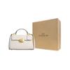 Coach Eliza 27 Classic Monogram Oval Lock Flap Hardware Leather Shoulder Crossbody Tote Bag Large Women handbags Chalk-White CP006-IMCHK