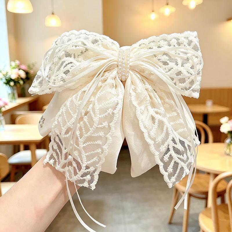 Handgefertigter Chiffon-Haarclip mit floraler Schleife für voluminöses Haar