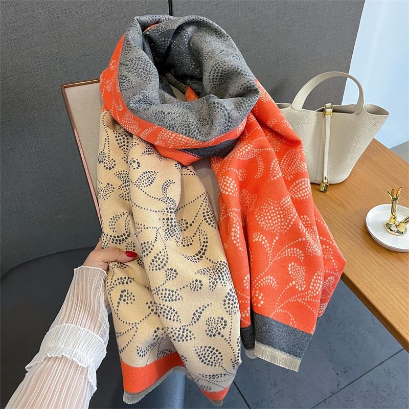 65*190cm Women Scarf Faux Cashmere Jacquard Outdoor Cold Proof Winter Warm Wrap Shawls Foulard Pashmina Neckerchief Poncho