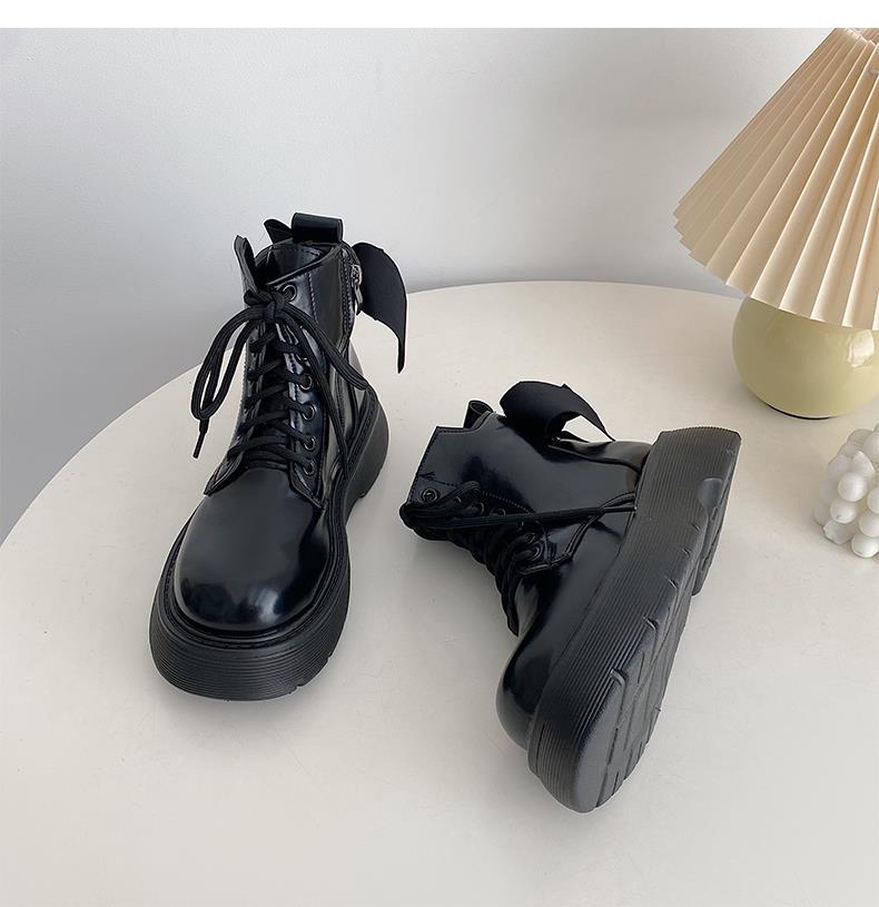 

thick-soled white Martin boots women s summer single boots 2025 new bow sweet cool ins British style short boots 35 чёрный