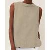 Cotton Linen Solid Color Round Neck Short Blouses & Shirts Casual Solid Color Sleeveless Top
