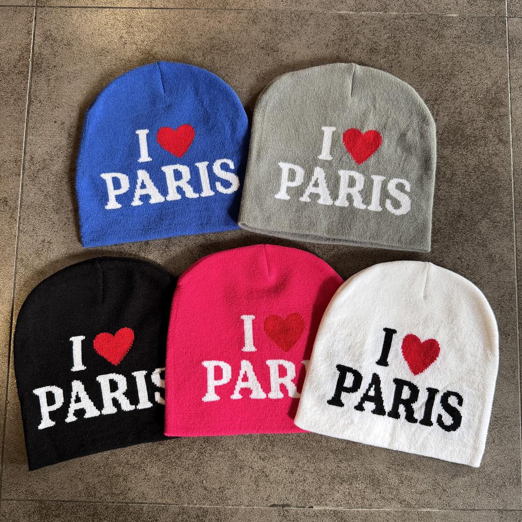 Unisex Block Color Heart Letter Knitted Hat For Fall And Winter Use Outdoor