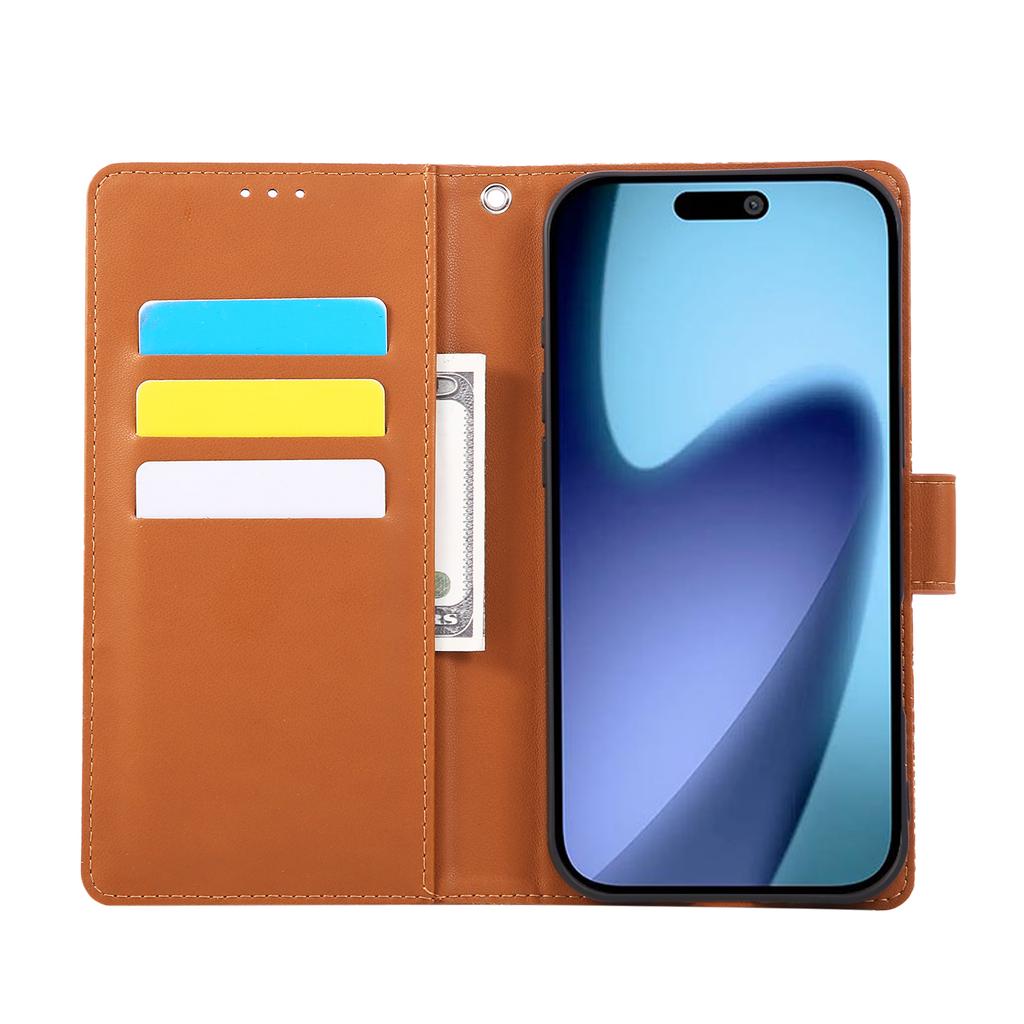 For iPhone 17 Air Case Rose Flower PU Leather Wallet Phone Cover with 3 Card Slots/Wrist Strap