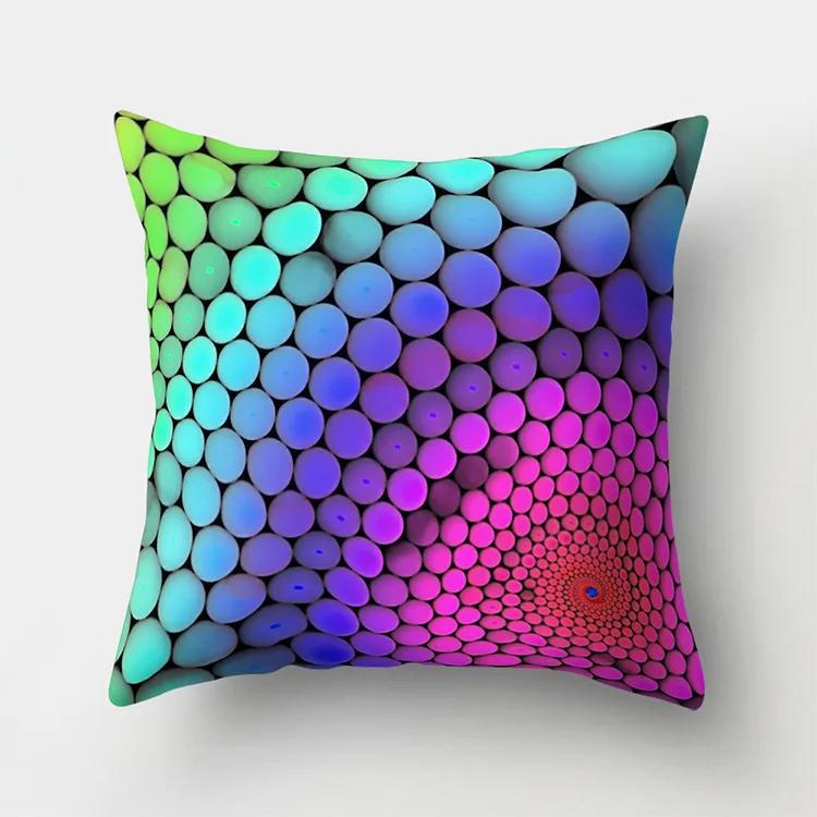 Nordic Colorful Rainbow Geometric Printing Pattern Polyester Cushion Cover for Home Living Room Sofa Decorative Pillowcase