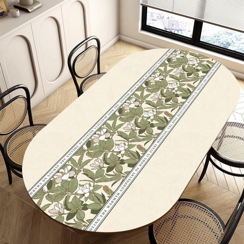 Oval Faux Leather Anti-Stain Dining Mat