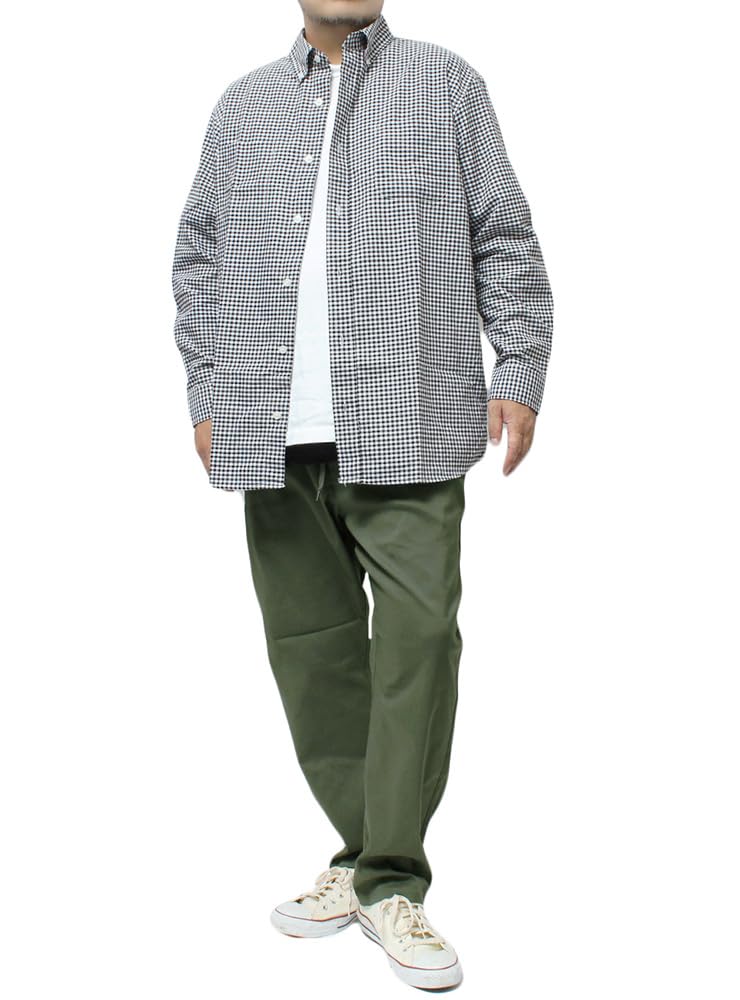 One Colors Men's Easy Pants, Large Size, Mega Stretch, Fleece-Lined, Stretch Chino Pants, Size 3L, Khaki (46)