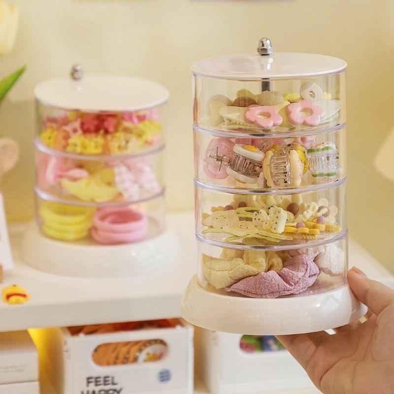 3/4/5-Layer Rotating Jewelry Organizer - Plastic Multi-Tier Storage Box, Transparent Hair Ring Display For Dressing Table