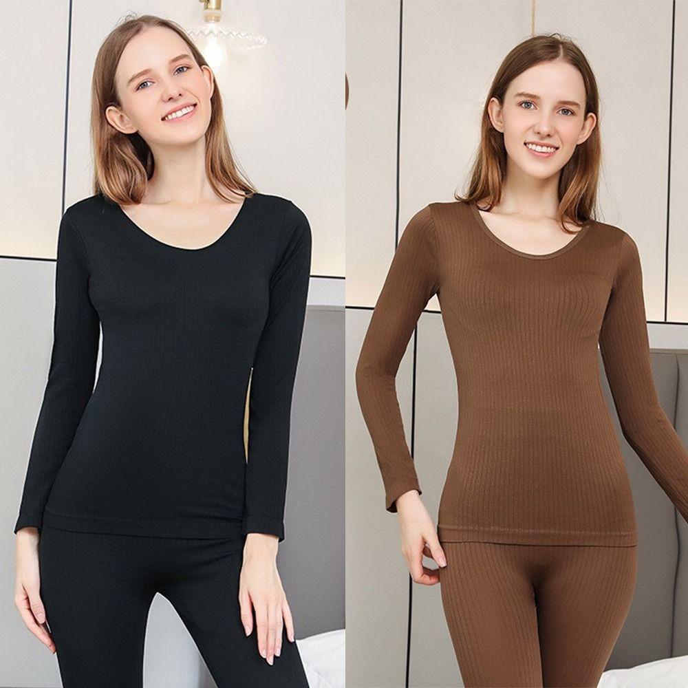 1 Set Breathable Thermal Underwear Highly Elastic Base Top Warm Shaping Clothes for Women