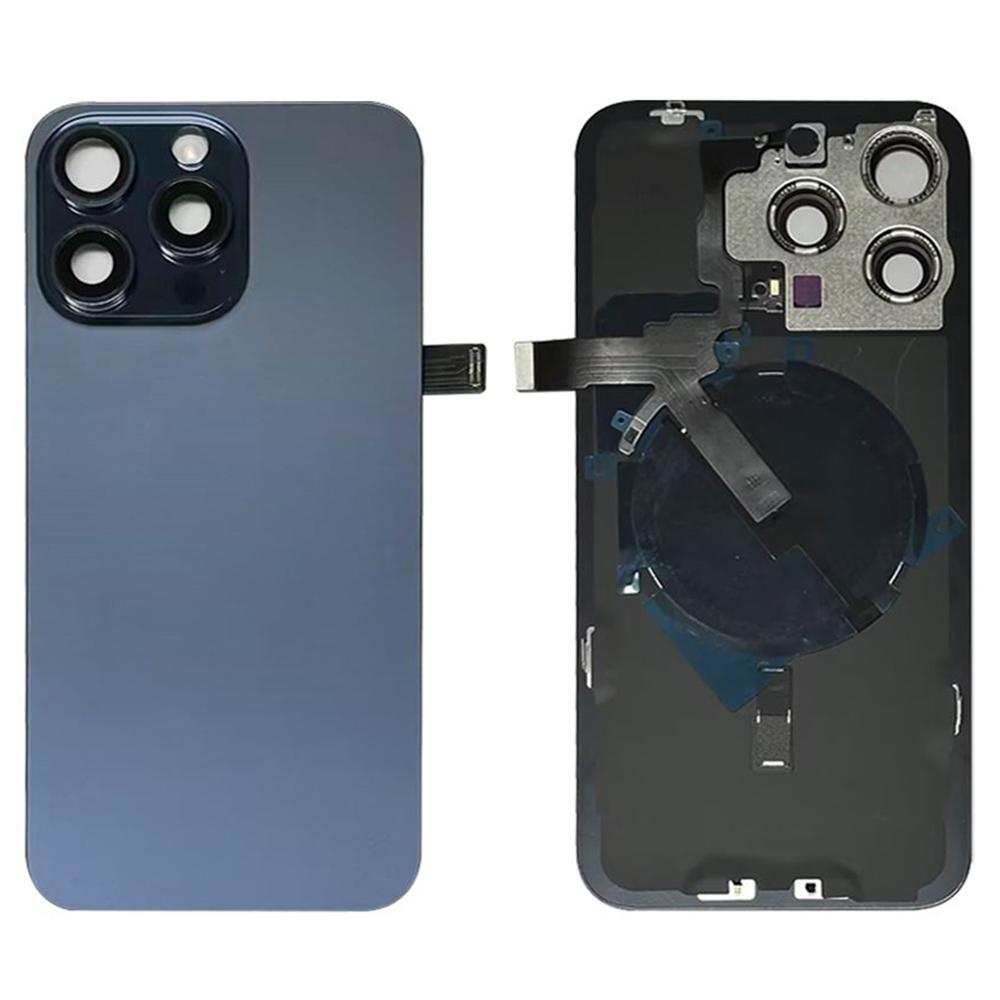 Für iPhone 15 Pro Max Akkufachabdeckung+Kameraobjektivabdeckung+Halterung+Kabel für kabellosen Ladeanschluss