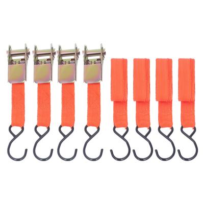 4 Stuks Ratel Spanbanden Motorfiets Auto Gespset 15in Lengte 25mm Breedte Oranje