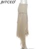 BITCED Summer Women's Solid-Color Slim-Fit Streetwear High-Waisted Asymmetric Skirt