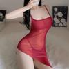 Sexy Women Tights Pencil Dress Sheer See Thorugh Micro Mini Mesh Elastic Bodycon Dress Backless High Slip Dress