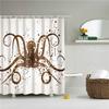 Mediterranean Animals Octopus Bathroom Shower Curtains Frabic Waterproof Polyester Bath Curtain With Hooks