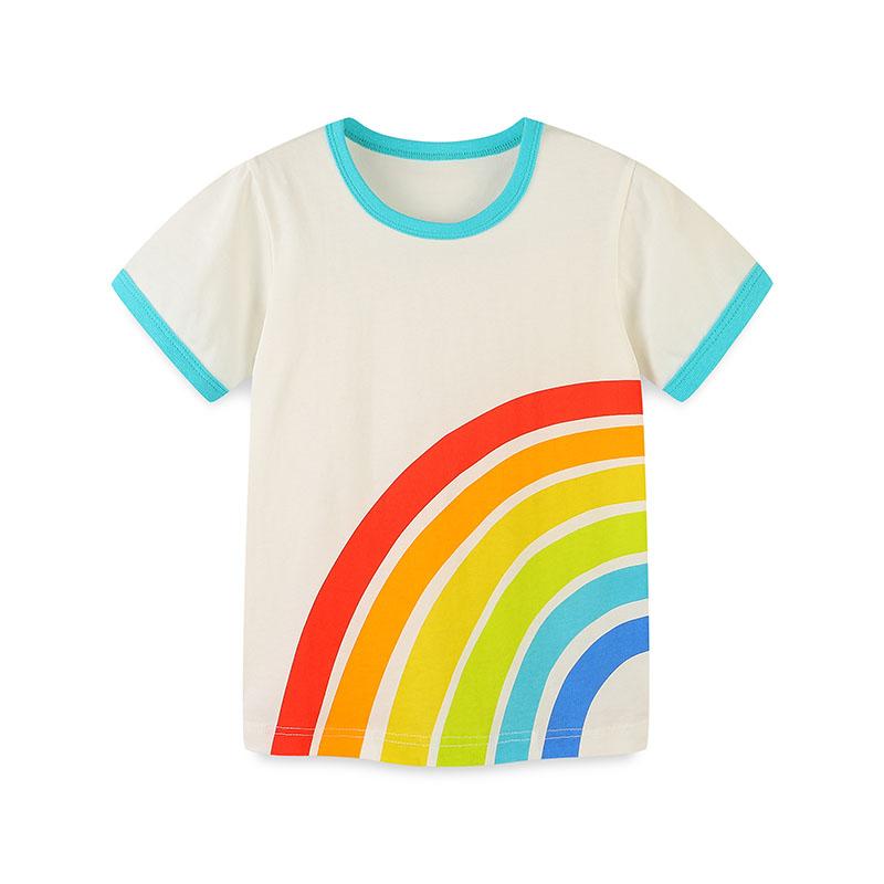 Little maven 2026 New Korean Tops Clothes for Children Baby Boys Girls Blouses T-shirt New Cartoon Rainbow Cotton Kids 2-7 Years