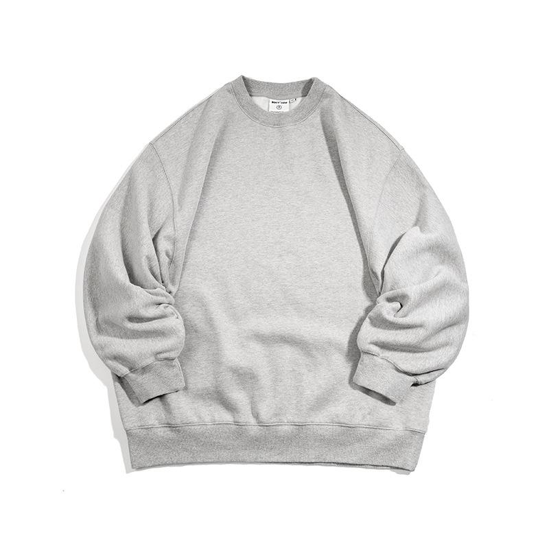 Men's Retro Loose Fit Hoodie - 380G Pure Cotton Terry, Solid Color, Long Sleeve, Korean Style.