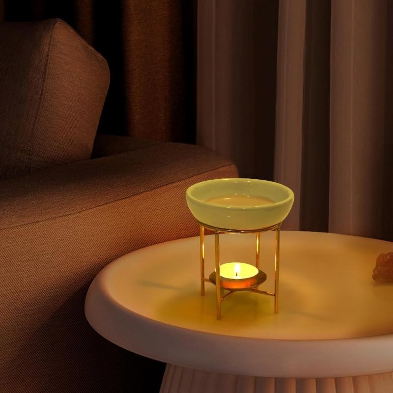 Elegant Ceramics Essential Oil Burners Metal Tealight Holder Rack Aromatherapies Diffuser for Home Decors and Relaxation