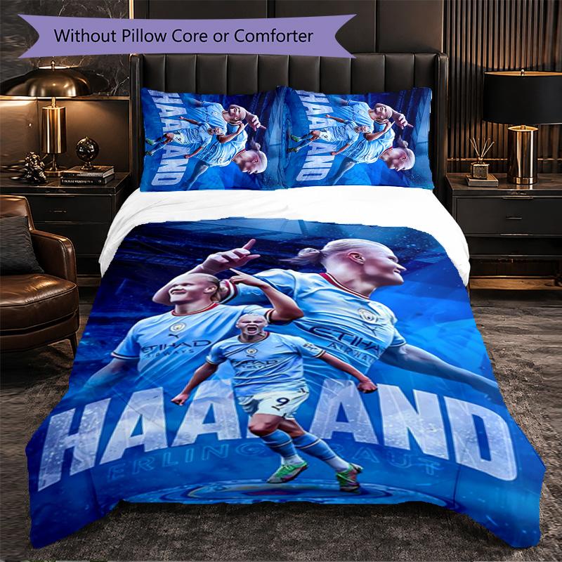 Biancheria da Letto a Tema Erling Haaland Set 3 Pezzi Copripiumino Biancheria da Letto Decorativa Per Stanza Adolescenti Decorazione Casa