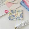Creative Mini Lipstick Key Cosmetic Bag Zipper Flower Pattern Coin Purse Data Cable Storage Pouch for Women Girls