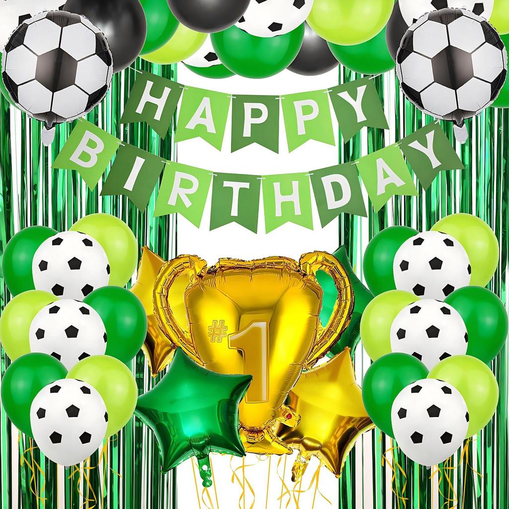 World  Soccer Theme Party  Set – Birthday Celebration Soccer Trophy  Garland Decoration