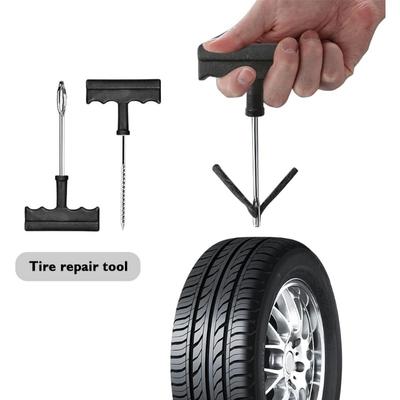 Robuster Professioneller Reifendruckstift Universelles Reifenflickset Autoreifenreparaturset mit 20 Stück Reifenstopfen-Kit T-Griff-Werkzeug