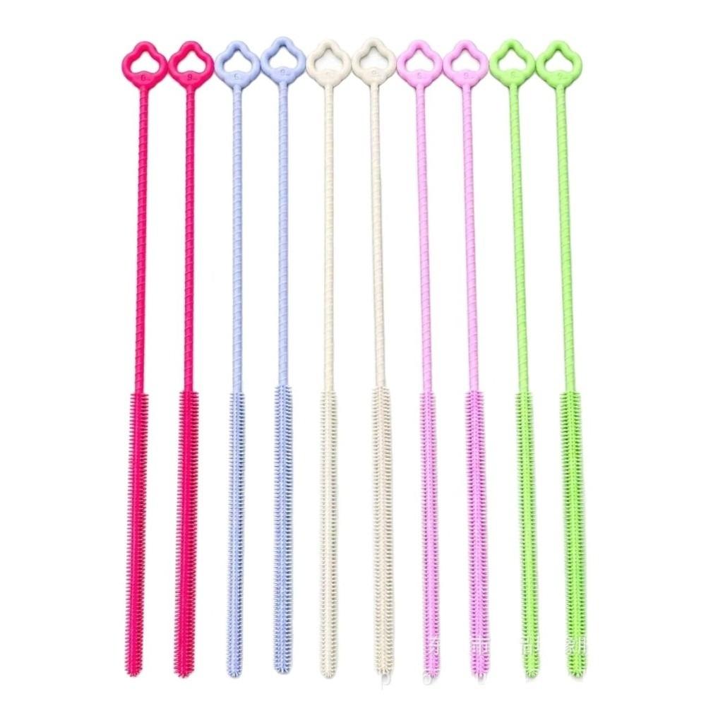 Soft Bristle Silicone Straw Brush Long Handle Bottle Brush Straw Cleaning Brush For Long Straws