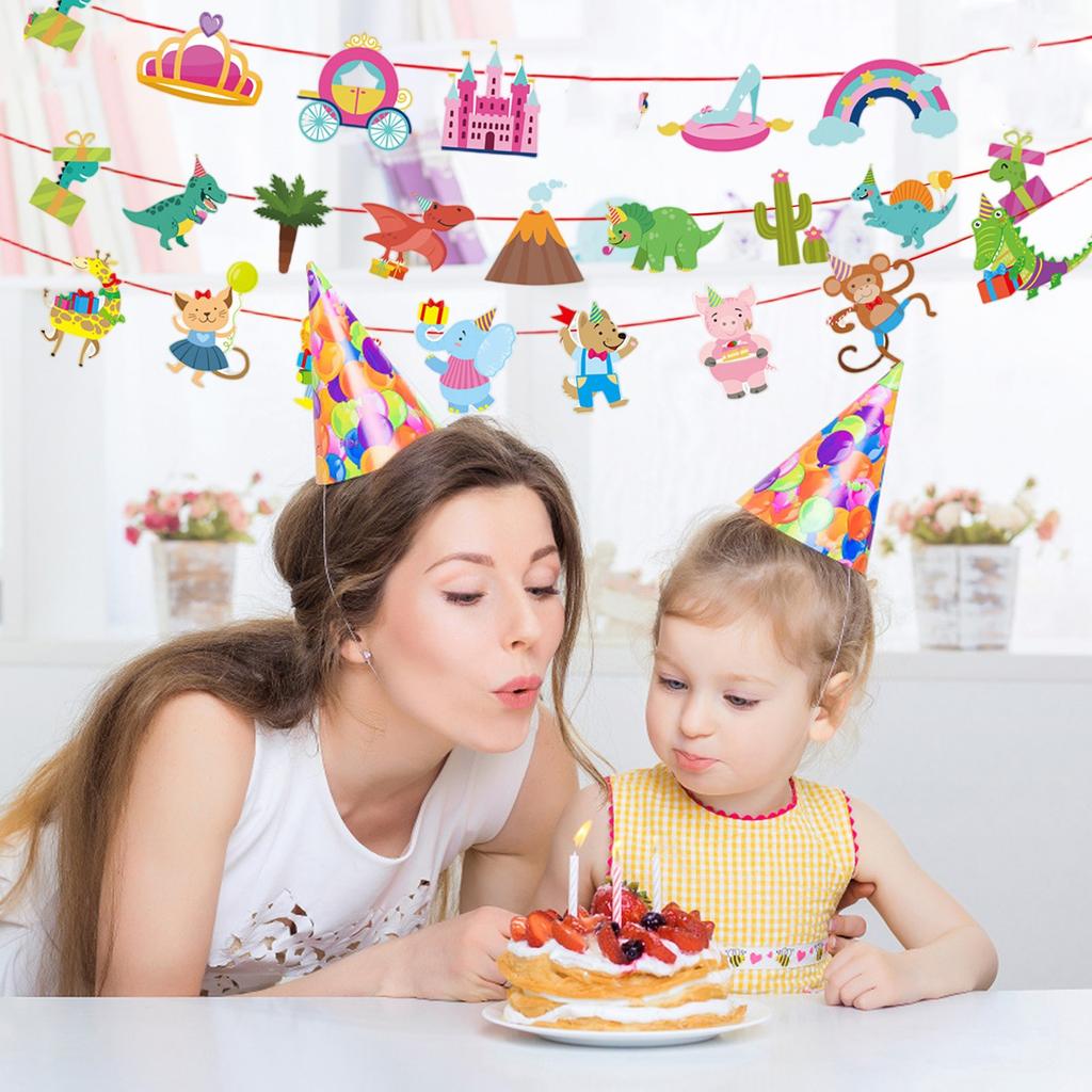 Children's Birthday Flag Kindergarten Shopping Mall Store Event Decoration Birthday Party Party Cartoon Pennant Flag