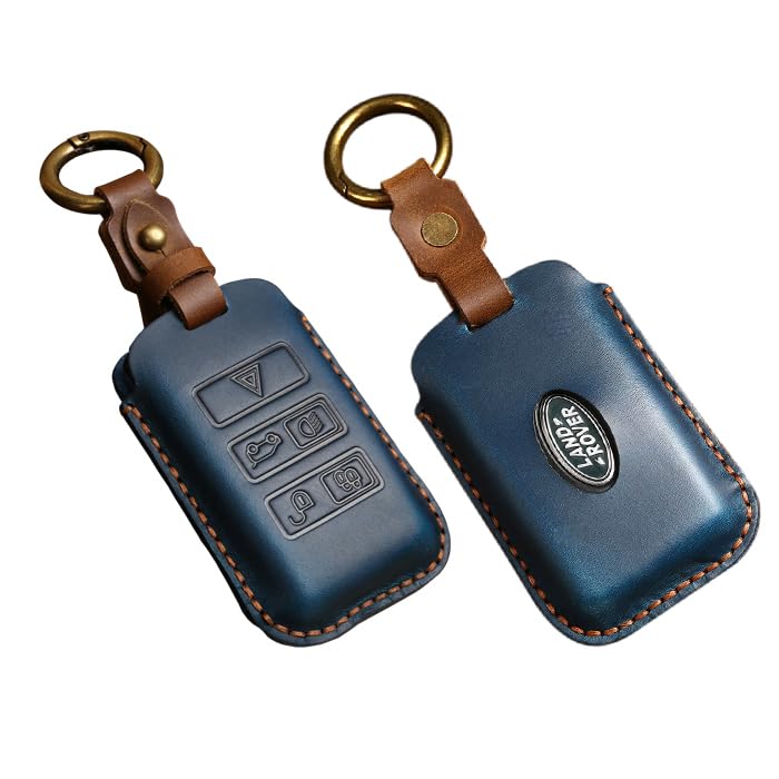 

Чехол для ключей из натуральной кожи для автомобилей Land Rover / Jaguar, Чехол для ключей, Кожаный, Range синий