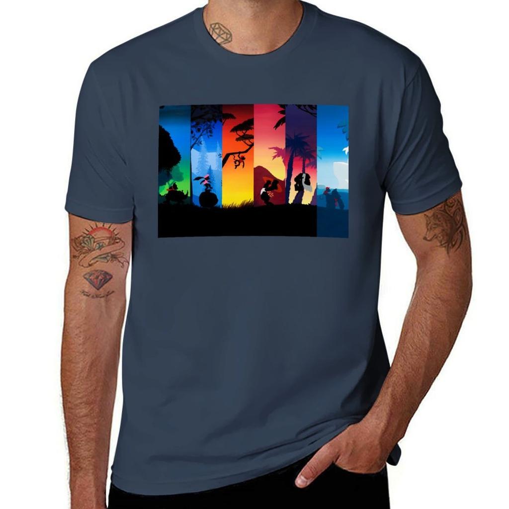 Hexaptych Silhouettes Tshirt Basic Plain Short Sleeve Crew Neck Tee